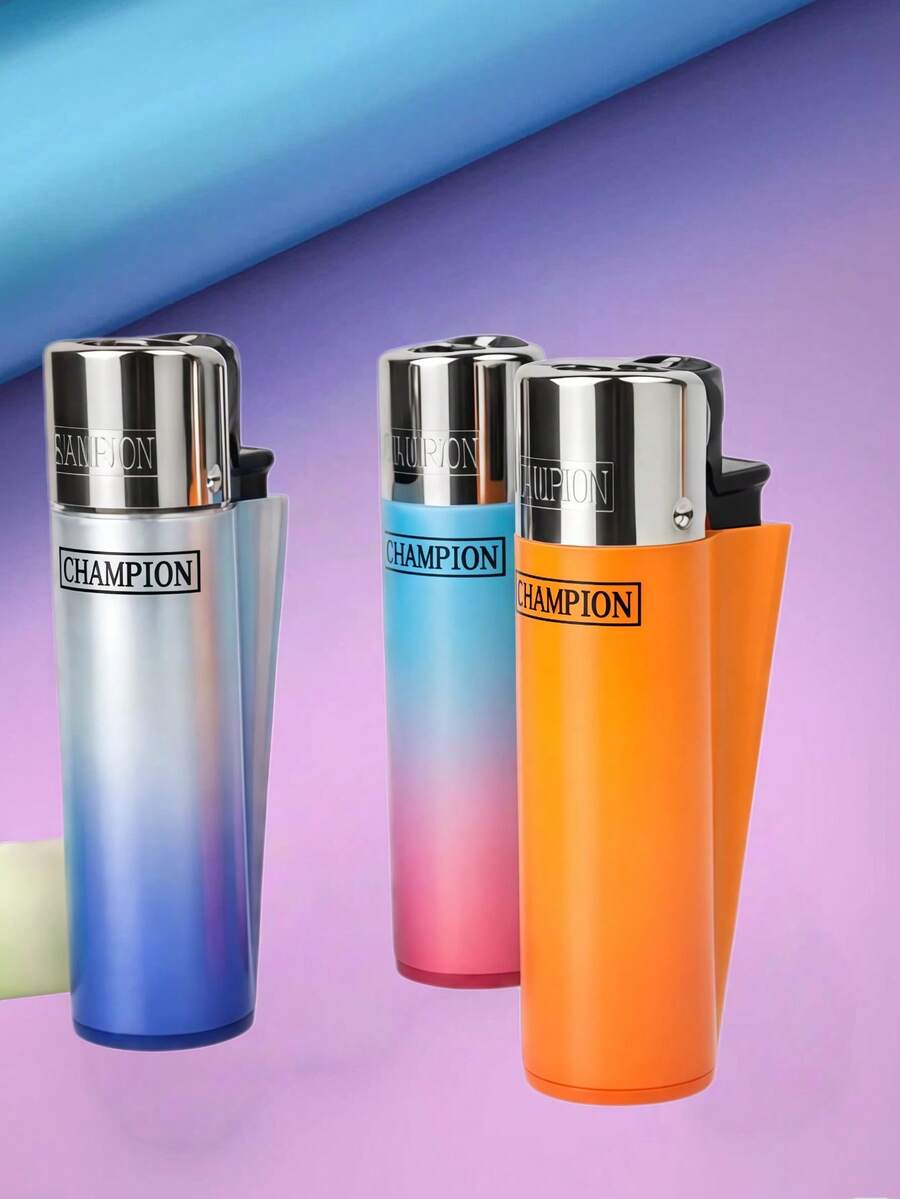 Encendedores Recargables Champion Diseño Degradado - Paquetes de 10, 20, 30, 40 y 50 Unidades para Uso Diario o Reventa - Multicolor - Ver 1