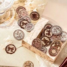 20pcs/Pack Embossed Wax Seal Stickers, Suitable For Scrapbooking, Diaries, Envelopes, Photo Albums, Office Supplies, Calendars, Personal Planners, Paper Crafts Decoration - A - View 2