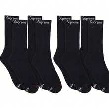Supreme Hanes Crew Socks (4 Pack) Black - màu đen - Xem 2