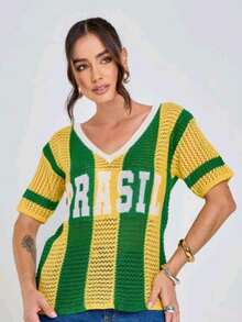 Brazil Jersey, Tricot, V-Neck, Premium Openwork Knit, Modern Look To Cheer On The 2026 World Cup In Style - 彩色 - 查看 7