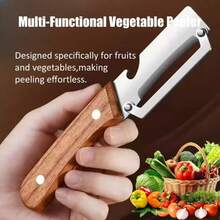 1 chiếc dụng cụ gọt vỏ đa năng bằng thép không gỉ mới, cán gỗ, tiện dụng và hiệu quả để gọt vỏ rau củ quả trong nhà bếp. - Nhiều màu - Xem 5