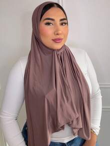 1pc Women's Jersey Hijab, Modal Hijab, Sweat Cloth, Solid Color, Silky Smooth, Soft, Breathable Headscarf, Head Wrap, Jersey Headcover, 180cm*70cm Scarf, Shawl, Suitable For Daily, Outdoor, Prayer, Worship - Jersey Hijab - View 4