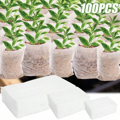 100 túi trồng cây không dệt, chậu ươm thoáng khí, túi trồng cây dùng trong nhà và ngoài trời, cũng như trong nhà kính.