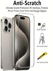 Bộ 2 miếng kính cường lực Ultra HD + 1 ốp lưng TPU tương thích với iPhone 17 Pro Max/17 Air/16 Pro Max/17e/16/16e/15/14/13/12/11/Pro Max/Plus/X/XS/XS MAX/Mini. Kính cường lực độ cứng 9H+, chống bám vân tay, bảo vệ toàn diện, chống rơi vỡ. - màu đen - Xem 3