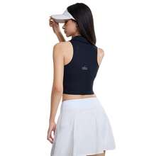Chaleco sin mangas de cuello polo de Alo Yoga para mujer, top de yoga corto, ropa de fitness de pilates de secado rápido y transpirable, azul - Ver 8