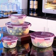 Awaoko Set 8 Buah (4 Wadah + 4 Tutup) Wadah Penyimpanan Makanan Transparan Ungu & Hijau, Pengatur Dapur, Wadah Sayuran & Buah, Kotak Makan Siang Bulat untuk Microwave, Cocok untuk Kantin, Berkemah, Piknik, Terbuat dari Plastik untuk Menyimpan Daging, Buah, Roti - Kotak Makan Siang, Kotak Bento dan Wadah Persiapan Makan Siang, Wadah Makanan untuk Kembali ke Sekolah dan Perjalanan, Peralatan Makan Dapur, Sekolah, Hadiah Wisuda - MultiWarna - View 9