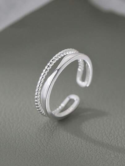1pc Niche Design Hollow Line Adjustable Double-Layer Ring, Fashionable Minimalist Elegant For Women