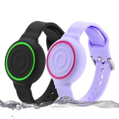 Dây đeo đồng hồ silicon, phù hợp với AirTag (thế hệ 1 và 2), dây đeo đồng hồ điều chỉnh được, chống thất lạc, với lớp vỏ bảo vệ silicon ẩn bên trong cho thiết bị theo dõi GPS AirTag.