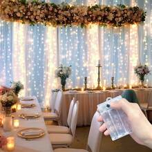 1pc Wedding Window Curtain LED String Lights With 8 Lighting Modes, Battery Powered Indoor Hanging Lights For Birthday Party, Bedroom, Living Room, Window Decor, Holiday Lighting (Batteries Not Included) - AA Battery Box Curtain Light - View 3