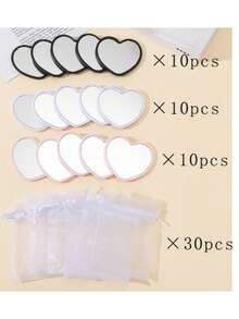 1pc/10pcs/30pcs Heart-Shaped Mirror Gift Bags. Cute Makeup Mirror Suitable For Student Dorms. Mirror Gift For Friends Or Girlfriends. Essential Travel Makeup Mirror. - Multicolor - View 8