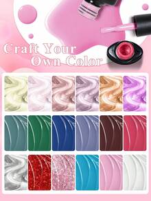 VOKY 6er Set bunte Glitzer-/Einfarben-Gel-Nagellacke, geeignet für alle Jahreszeiten und Anlässe, langanhaltender Hochglanz, perfekt für Anfänger und Modebegeisterte - Verschiedenfarbig - Übersicht 3