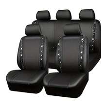 Rhinestone Car Seat Cover Set, Shiny Rhinestone Waterproof Faux Leather, With Zipper In The Back, Universal Car Glitter Crystal Sparkle Strip, Suitable For Cute Girls, Silver - One Size - View 11