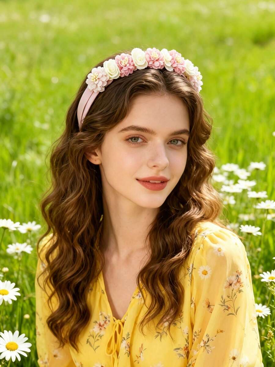 1 chiếc băng đô hoa 3D thủ công sáng tạo mới, băng đô hoa nhân tạo phong cách Bohemian, phụ kiện tóc thời trang dành cho nữ. - Nhiều màu - Xem 1