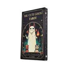 22pcs Cute Ghost Tarot Card Set, Includes Beans And Cats, Japanese Style Cute Ghost Divination Cards, Fun Divination Game Suitable For Beginners, Meditation And Gift - Black - View 6