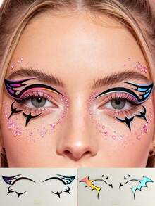 2pcs Eyeliner Tattoo Stickers, Temporary Eye Makeup Stickers, Suitable For Daily Wear, Festivals, Parties, Concerts, Easy To Remove - Multicolor - View 13