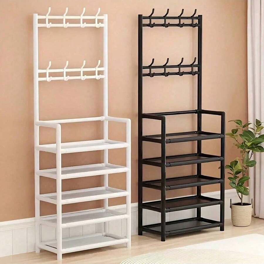 Shoe Rack 5 Tier Shoe Organizer Storage 15-20 Pairs Shoes Rack For Closet Entrance Shoe Rack Organizer With Hooks And Side Pocket Entryway Shoe Holder Space Saving Free Standing Shoe Racks - 彩色 - 查看 1