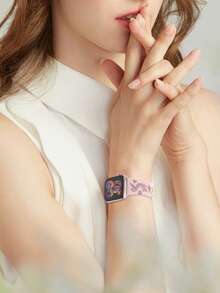 雕花凤凰吉祥鸟图案表带，兼容 40mm、41mm、42mm、44mm、45mm、46mm、49mm 表款。柔软舒适，休闲运动两相宜的硅胶表带，兼容 Series Ultra/11/9/8/7/6/5/4/3/SE。复古纹身风格智能手表表带，男女皆宜。 - 粉紅色錶帶配煙紫色鳳凰 - 查看 8