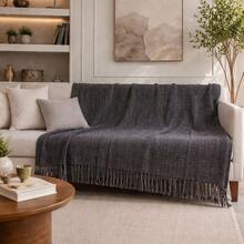 Giant Decorative Cotton Sofa Throw 3.00 X 1.80 - Dark Grey - View 1