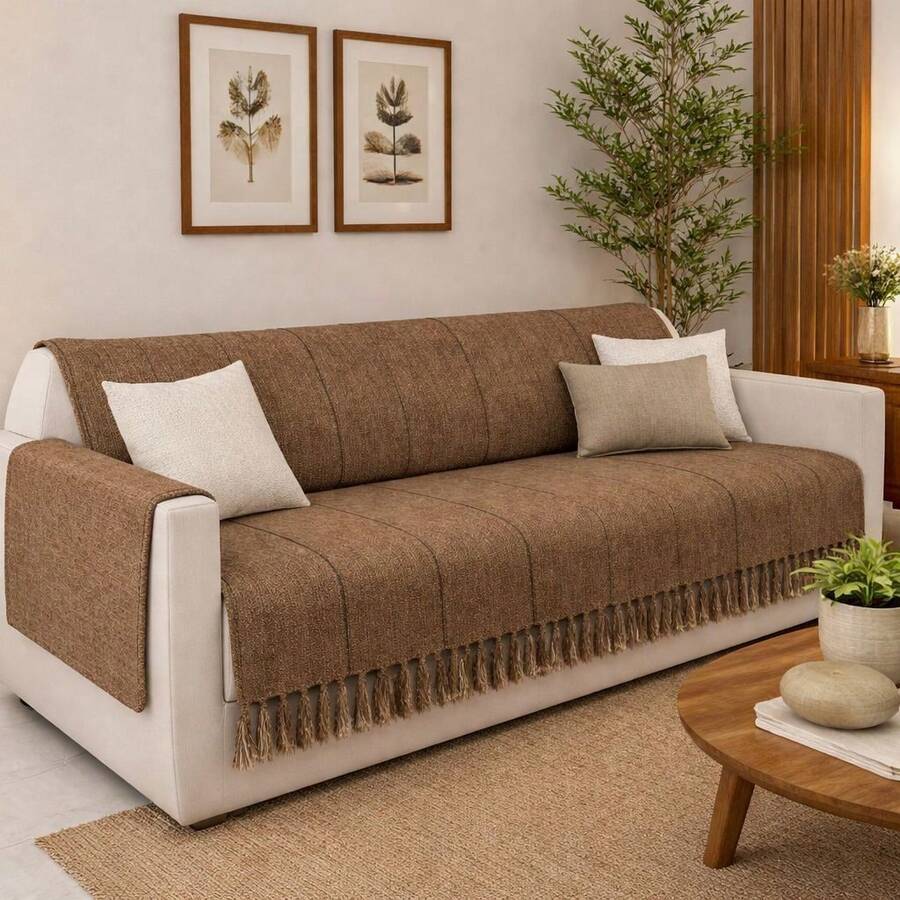 Giant Decorative Cotton Sofa Throw 3.00 X 1.80 - 咖啡棕 - 查看 1