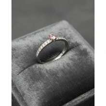 Stainless Steel Silver Solitaire/Stacking Ring With Colored Zirconia Stone, 4mm, For Graduation Or Debutante Parties. - Purple - View 1