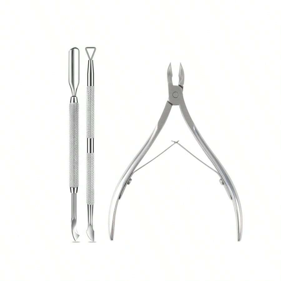 3/4pcs High Quality Stainless Steel Cuticle Nipper, Double-Edged Precision Grinded Blades, Professional Manicure Tool For Removing Cuticles And Hangnails - Silver - View 1