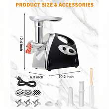 Meat Grinder Electric Vegetable Fruit Mixer Chopper Machine Sausage Maker For Hom Stainless Steel Meat Grinder Sausage Maker  Sausage Stuffer Tube And Kubbe Kit For Home Kitchen Use - Black - View 10