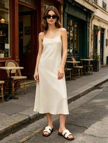Sandales plates ouvertes de couleur unie pour femmes, sandales d'été pour femmes, nouvelles sandales de plage, sandales plates polyvalentes et élégantes pour femmes, sandales plates pour femmes, sandales ouvertes, mules ouvertes, mules blanches, sandales blanches - Blanc - Voir 4