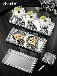 choxila 1pc Iron Gold/Silver Long Tray, Serving Platter, Vegetable Dish, Middle Eastern Style Tray, Available In 3 Sizes, Suitable For Home, Restaurant, Dining, Can Also Be Used During Ramadan - Tray - View 7