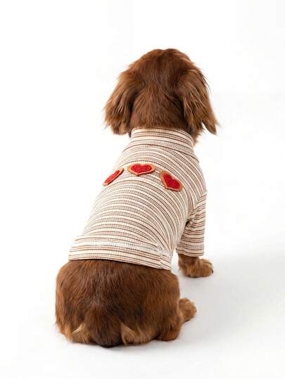 PETCIRCLE 1pc Pet Clothes, Outdoor & Indoor Apparel, European & Korean Style For Poodle, Teddy, Small Dog & Puppy, Casual Comfortable Heart & Cookie Pattern Undershirt