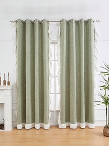 1pc Ivory Ruffle Linen Fabric Perforated Curtain - Modern Linen Style, Rod Pocket Design, Suitable For Living Room And Bedroom - Sheer And Light Filtering Curtain, Living Room Curtain, Bedroom Curtain (Tie Backs Not Included) - Multicolor - View 5