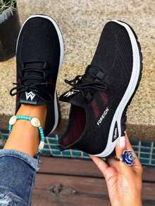 Women's Orthopedic Comfort Slip-On Sneakers - With Arch Support And Skin-Friendly Foam, Breathable Knitted Fabric, All-Day Lightweight Walking Shoes, Non-Slip PVC Sole - Suitable Nurses, Teachers, Standing And Running Errands, Orthopedic Shoes, Delicate Embossed Design, Exquisite Embroidery, Soft Cushioning, Comfortable Long Hours Of Standing - 黑色 - 查看 1