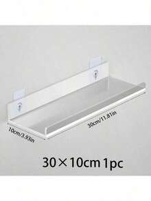 亚克力壁挂式置物架套装，11.8 英寸，自粘式墙面收纳架，适用于浴室、厨房、卧室、办公室、游戏室等空间，对墙面友好，无需钻孔。 - 無色 - 查看 5