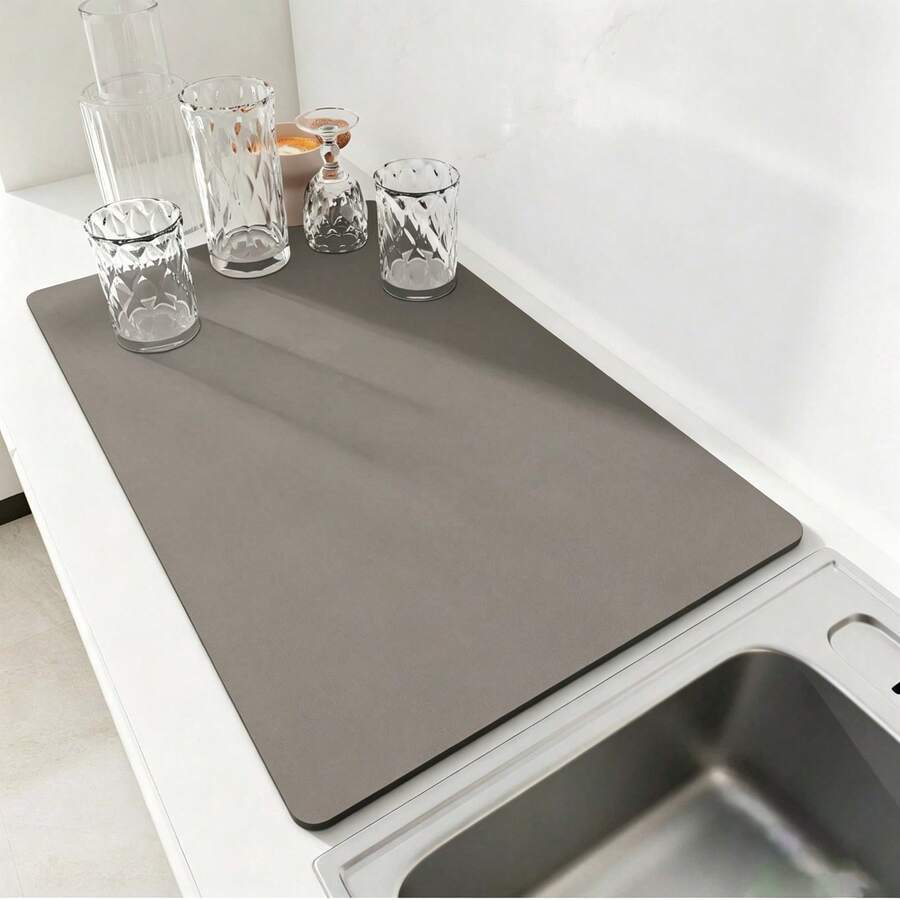 Solid Drainage Mat For Kitchen, Super Absorbent, Dish Drying Mat, Non-Slip Quick Dry Mat, Faucet Mat, Non-Slip Kitchen Mat, Suitable For Sink Area, Natural And Hygienic, Essential Home Kitchen Decor, Also Part Of Cozy Autumn/Winter And Christmas Decoration