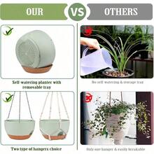 Ergonomic Hanging Planter With Breathable Bottom To Protect Plant Roots, Multipurpose Hanging Planter Suitable For Indoor Hanging Garden, Suitable For Hanging Plants Like Philodendron And Anthurium, Reusable Plastic Hanging Basket, Applicable For Bedroom And Kitchen Decor, Rust-Resistant Metal Chain - Multiple Styles - View 5