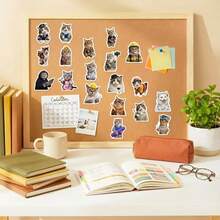 50张可爱职业装扮猫咪贴纸，逼真趣味小猫咪美学防水乙烯基贴纸，卡哇伊动物贴纸，适用于笔记本电脑、水杯、手机、滑板、日记本、剪贴簿 - 50個可愛的職業裝扮貓咪貼紙 - 查看 11