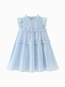 mini bala Young Girl Cotton Dress, Soft Breathable Summer Outfit, Cute & Daily Wear 2026 - Ice Blue - View 4
