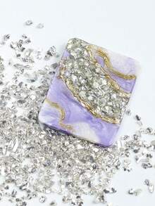 10g 銀色不對稱碎玻璃石填充料，適用於環氧樹脂模具填充材料、DIY 手工材料、珠寶製作材料、碎石風暴裝飾材料 - 銀色 - 查看 3