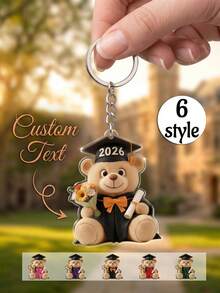 1pc Custom Flower Bouquet Graduation Bear 2026 Keychain, Personalized Text Multiple Styles Acrylic Charm, Graduation Gift For High School/College Graduate, Party Keepsake - Multicolor - View 9