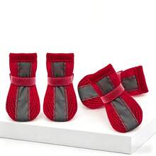 1 Set (4pcs) New Breathable Mesh Dog Shoes, Anti-Slip Anti-Dirt Reflective Pet Shoes, Suitable For All Seasons Outdoor Walking And Camping, Fit For Small Dogs Non-Slip Dog Shoes - Multicolor - View 9