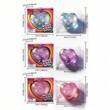 Nee Doh Good Vibes Only Heart Shaped Squishy Fidget Toy, Glitter Confetti Filled Soft Squeeze Stress Relief Sensory Toy, Ideal Easter Basket Stuffer & Birthday Gift For Kids Ages 3+ - Blue - 查看 4