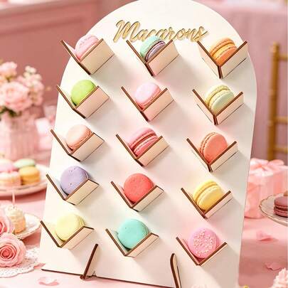 1pc Wooden Macaron Display Stand, Arch-Shaped Macaron Rack, Birthday Decorations, Wedding Decorations, Tabletop Ornament, Birthday Party Supplies, Gender Reveal Party Supplies, Babyshower Bridal Shower Party Favors, Newborn Party Decor, Party Display Holder, Home Decor, Table Decor
