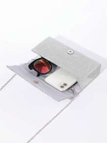 Túi cầm tay mini cổ điển lấp lánh - Bạc - Xem 4
