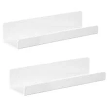 1/2/3/4/6 件装白色亚克力悬浮置物架，免钻孔壁挂式幼儿园书架，壁挂式储物工具架，浴室壁挂式置物架 - 白色 - 查看 5