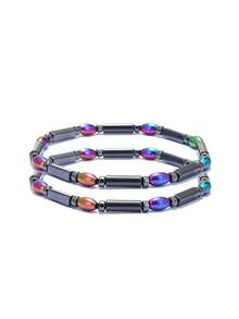 2pcs/Set Gelang Kaki Batu Hematit Magnetik Pria, Set Gelang Kaki Manik-Manik Warna-warni, Gelang Kaki Gaya Bohemian yang Dapat Diatur, Cocok untuk Pantai, Pemakaian Sehari-hari, Yoga, Penyembuhan Energi, dan Aksesori Fesyen Sehari-hari - MultiWarna - View 10