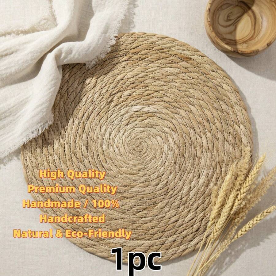 Khăn trải bàn tròn đan, đường kính 12 inch (khoảng 30,4 cm), 13 inch (khoảng 33 cm) - Khăn trải bàn mây kiểu Bohemian, khăn trải bàn lục bình tự nhiên, khăn trải bàn đan kiểu đồng quê, thảm trải bàn mây kiểu đồng quê, thích hợp cho bàn ăn, nhà cửa và đám cưới.