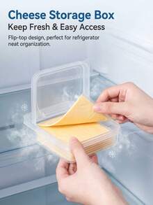 1pc Transparent PP Cheese Storage Container, Suitable For Home Refrigerator Preservation - Clear - View 2