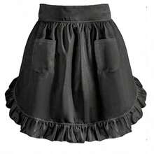 1pc Women's Short Ruffle Apron With 2 Pockets, Maid Apron Dress, White Ruffle Maid Apron, Cute Lace Ruffle Maid Apron, Tie Waist Apron With Pockets, Fashion Kitchen Cooking Restaurant Bistro Apron, Cute Maid Outfit - Multicolor - View 9