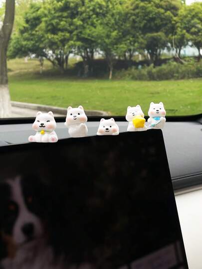 5件套卡通熊汽车装饰品，创意仪表盘屏幕装饰配件，汽车零件