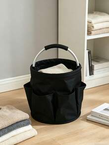 Cesta plegable redonda de picnic con múltiples bolsillos, bolso organizador portátil de lona con asas, práctico para jardinería, camping, picnic, limpieza, garaje, almacenamiento de herramientas - A - Ver 7