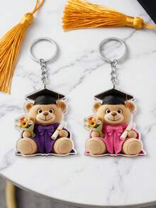 1pc Custom Flower Bouquet Graduation Bear 2026 Keychain, Personalized Text Multiple Styles Acrylic Charm, Graduation Gift For High School/College Graduate, Party Keepsake - Multicolor - View 8